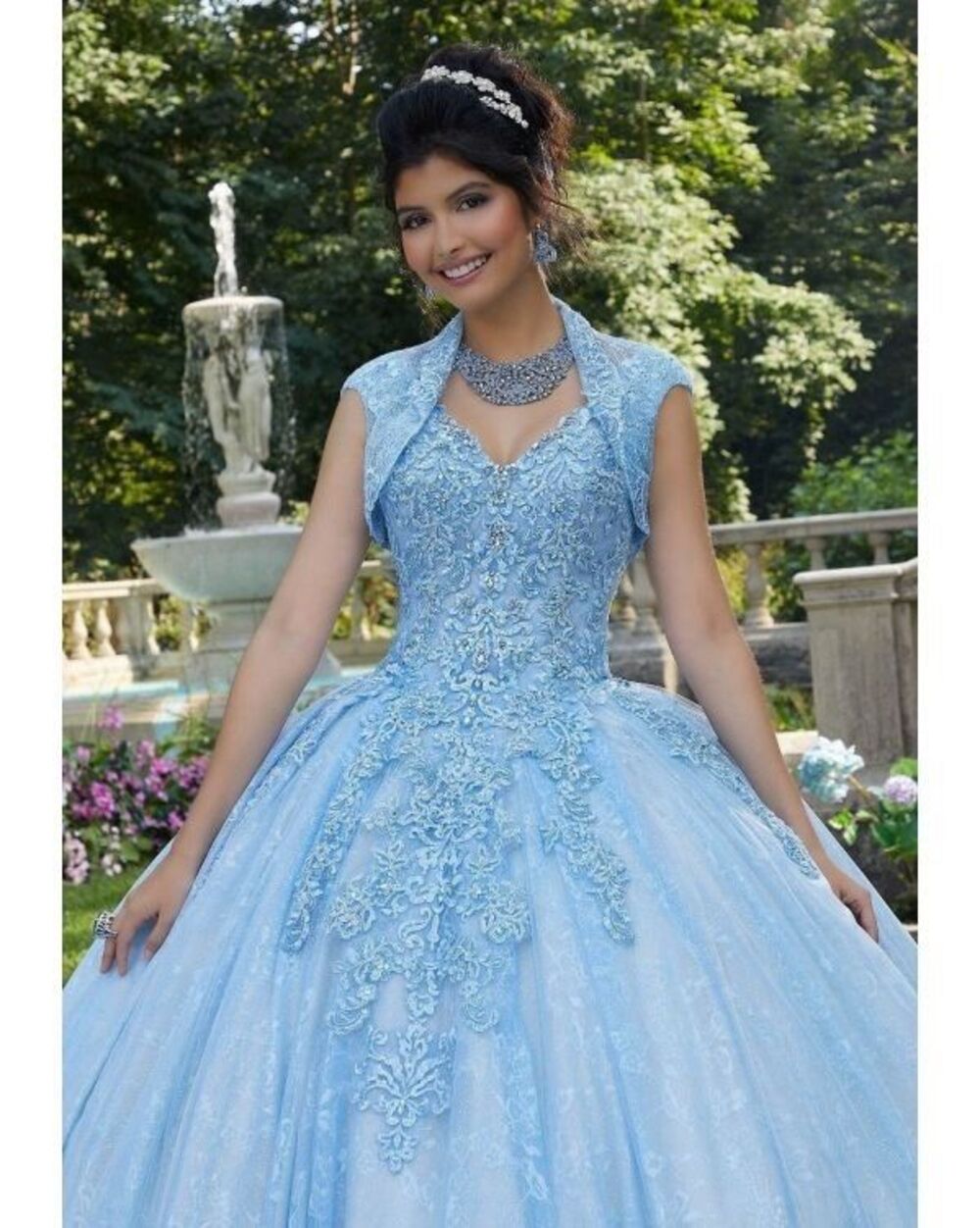 Morilee Madeline Gardner VALENCIA Vizcaya XV DRESS CINDERELLA QUINCE Sz 14 Blue
